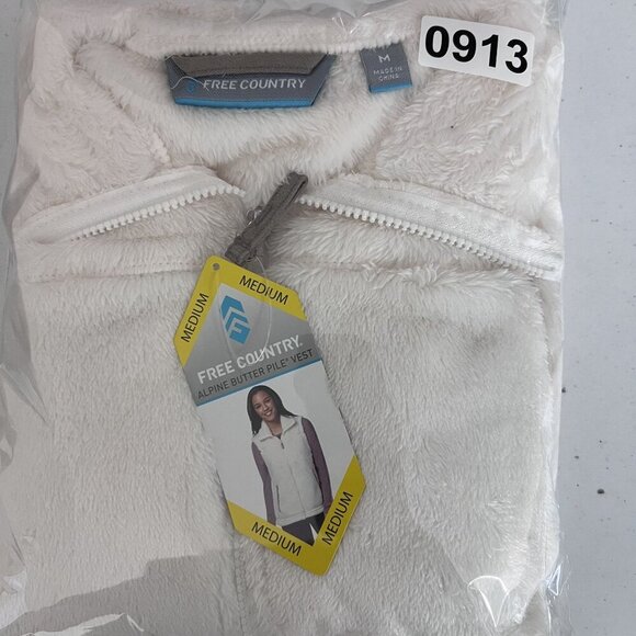 Free Country NWT Womens M Cream Alpine Butter Pile Fleece Zip Pockets Teddy Vest - Picture 16 of 16